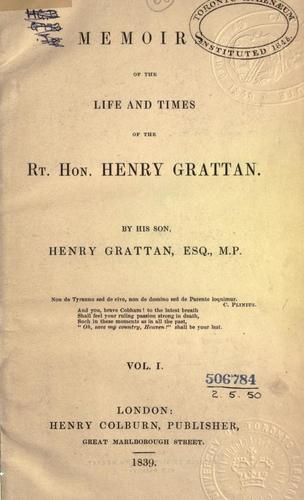 Cover for Memoirs of the Life and Times of the Rt. Hon. Henry Grattan