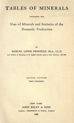 Cover for Tables of minerals