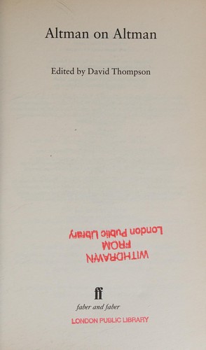 Cover for Altman on Altman