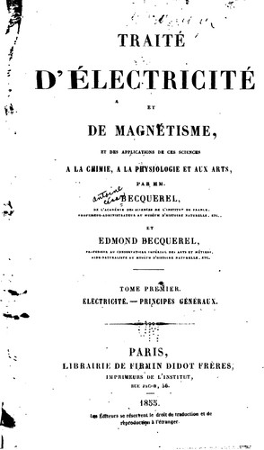 Cover for Traité d'électricité et de magnétisme et des applications de ces sciences à ...