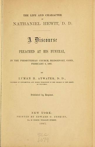 Cover for The life and character of Nathaniel Hewit, D.D.