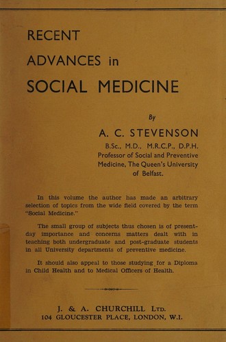 Cover for Recent advances in social medicine