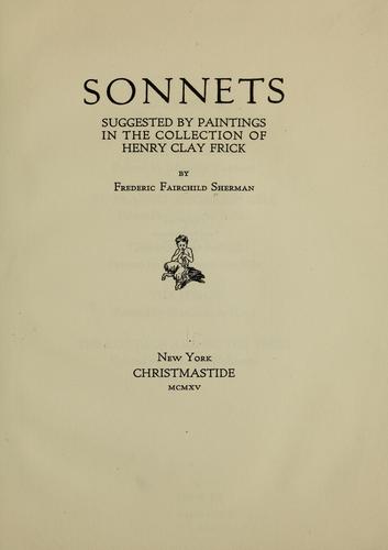 Cover for Sonnets suggested by paintings in the collection of Henry Clay Frick