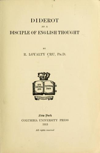 Cover for Diderot as a disciple of English thought