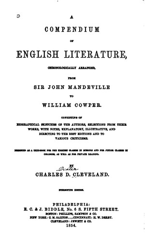 Cover for A Compendium of English Literature, Chronologically Arranged from Sir John ...