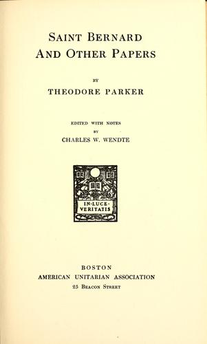Cover for Saint Bernard and other papers