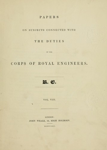 Cover for Papers on subjects connected with the duties of the Corps