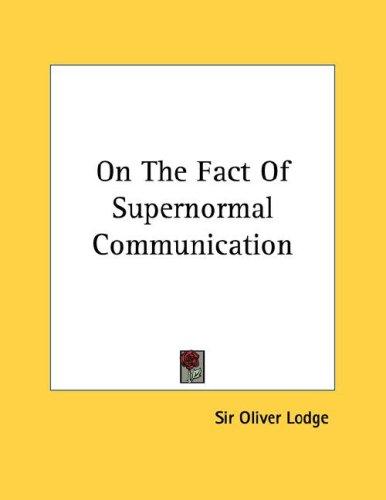 Cover for On The Fact Of Supernormal Communication