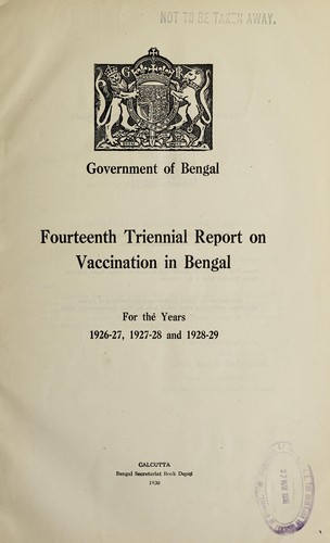 Cover for 14th triennial report of vaccination in Bengal