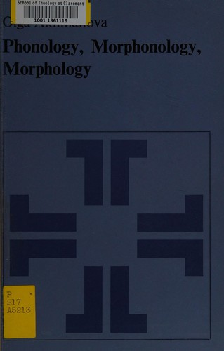 Cover for Phonology, morphonology, morphology.