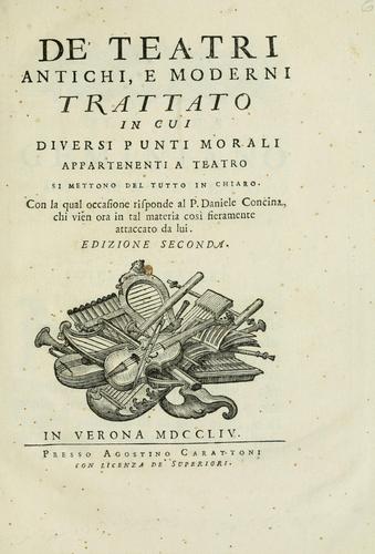 Cover for De' teatri antichi, e moderni