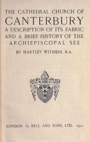 Cover for The cathedral Church of Canterbury