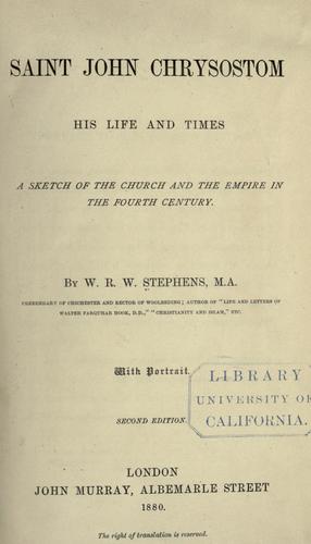 Cover for Saint John Chrysostom, his life and times