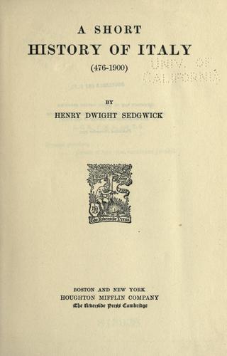 Cover for A short history of Italy, (476-1900)