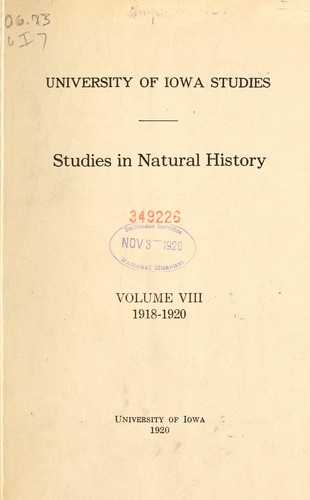 Cover for University of Iowa studies in natural history