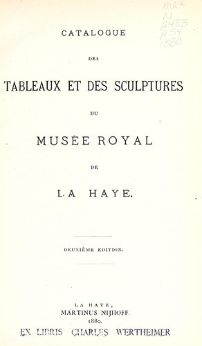 Cover for Catalogue des tableaux et des sculptures du Musée royal de la Haye