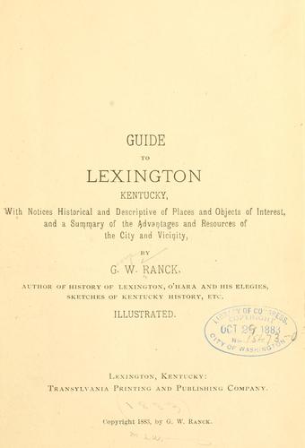 Cover for Guide to Lexington, Kentucky