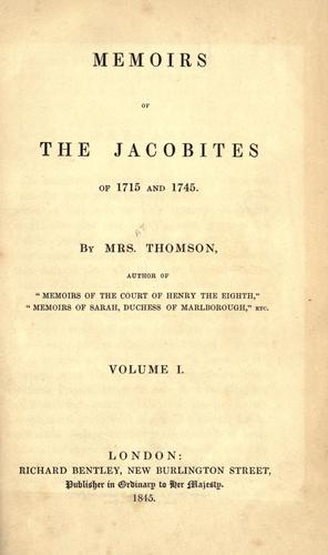 Cover for Memoirs of the Jacobites of 1715 and 1745.