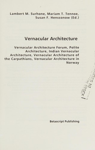 Cover for Vernacular architecture