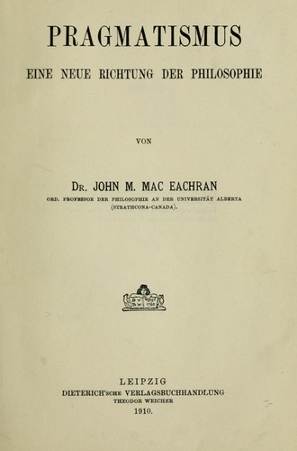 Cover for Pragmatismus