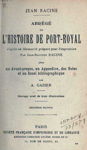 Cover for Abrégé de l'histoire de Port-Royal