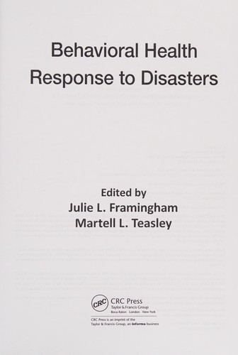 Cover for Behavioral health response to disasters