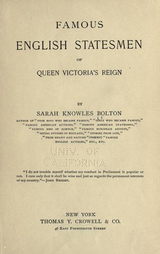 Cover for Famous English statesmen of Queen Victoria's reign