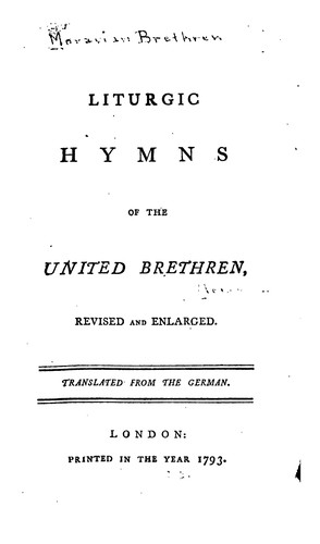Cover for Liturgic hymns of the United brethren, revised and enlarged.