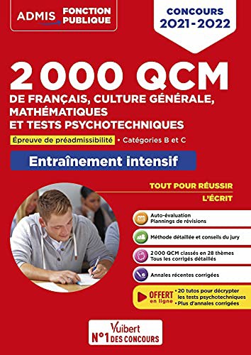 Cover for 2000 QCM de Français, Culture générale, Mathématiques et Tests psychotechniques