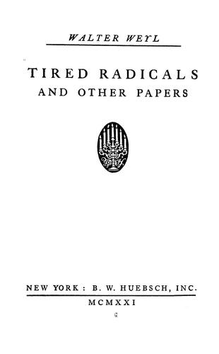 Cover for Tired radicals, and other papers.