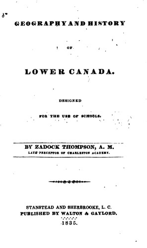 Cover for Geography and History of Lower Canada: Designed for the Use of Schools