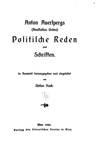 Cover for Anton Auerspergs