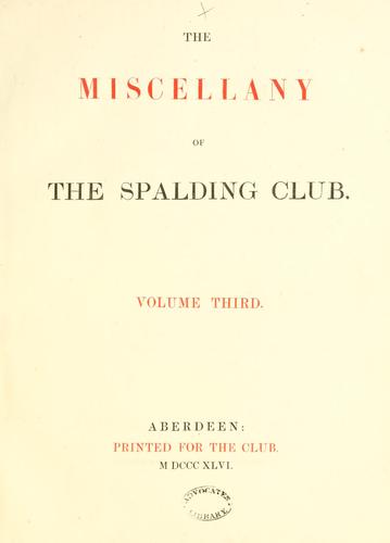 Cover for The miscellany of the Spalding Club