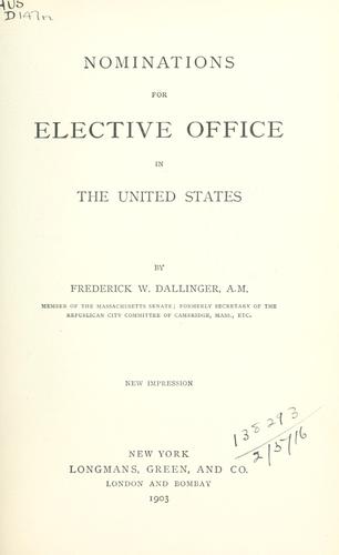 Cover for Nominations for elective office in the United States.