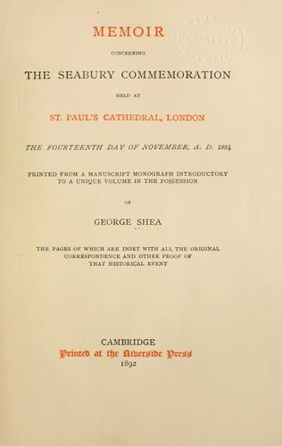 Cover for Memoir concerning the Seabury commemoration held at St. Paul's Cathedral, London the fourteenth day of November, A.D. 1884.