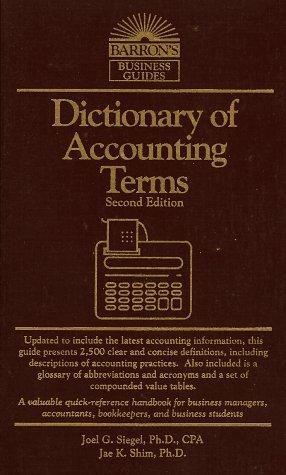 Cover for Dictionary of accounting terms