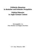 Cover for Politische Memoiren in deutscher und britischer Perspektive = Political memoirs in Anglo-American context