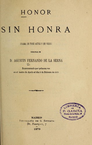 Cover for Honor sin honra
