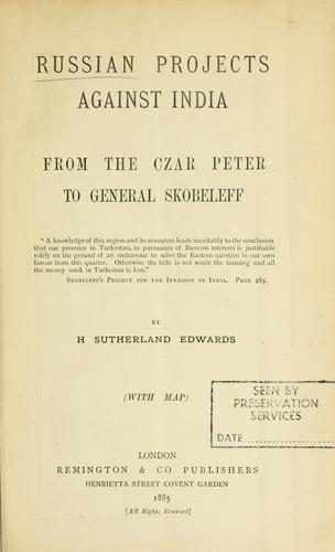Cover for Russian projects against India from the czar Peter to General Skobeleff