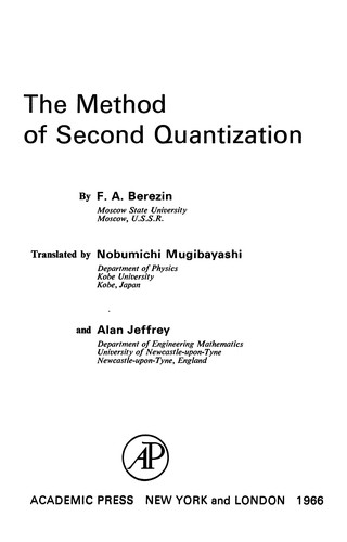 Cover for The Method of second quantization