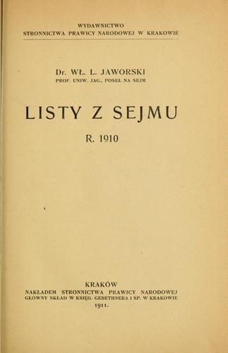 Cover for Listy z Sejmu r. 1910