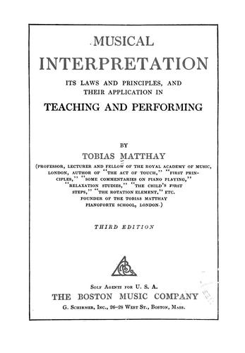 Cover for Musical interpretation, its laws and principles
