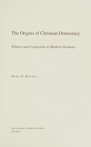 Cover for The origins of Christian democracy