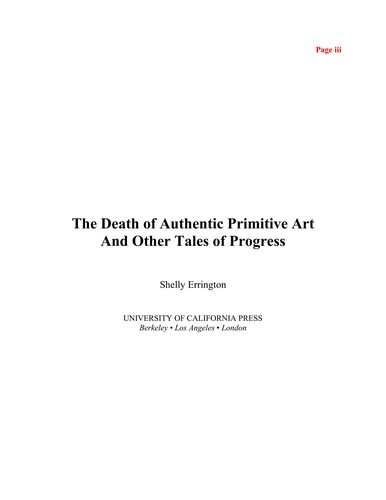 Cover for The death of authentic primitive art and other tales of progress