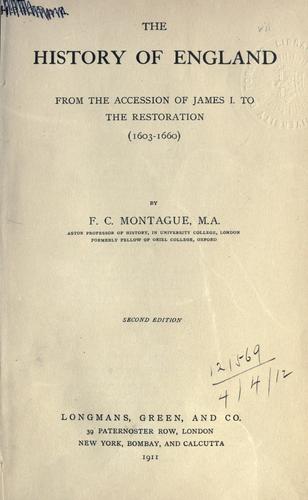 Cover for The history of England from the accession of James I to the Restoration (1603-1660).