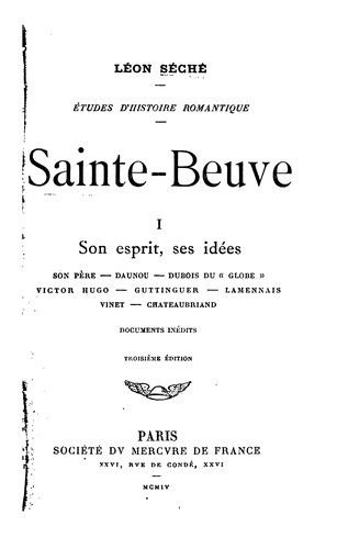 Cover for Études d' histoire romantique: documents inédits