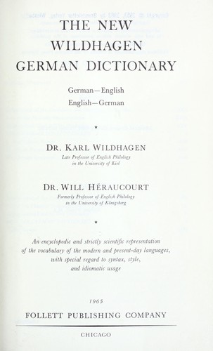 Cover for The new Wildhagen German dictionary