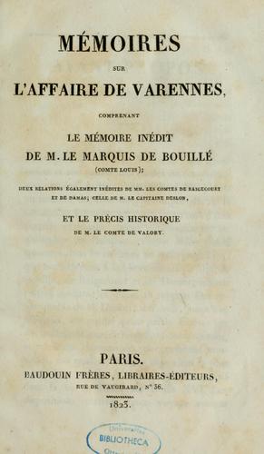 Cover for Mémoires sur l'affaire de Varennes