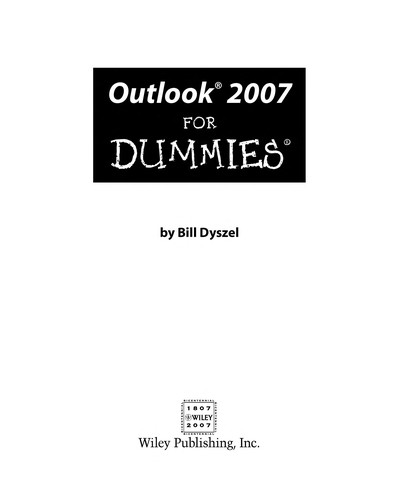 Cover for Outlook 2007 for dummies