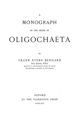 Cover for A monograph of the order of Oligochaeta